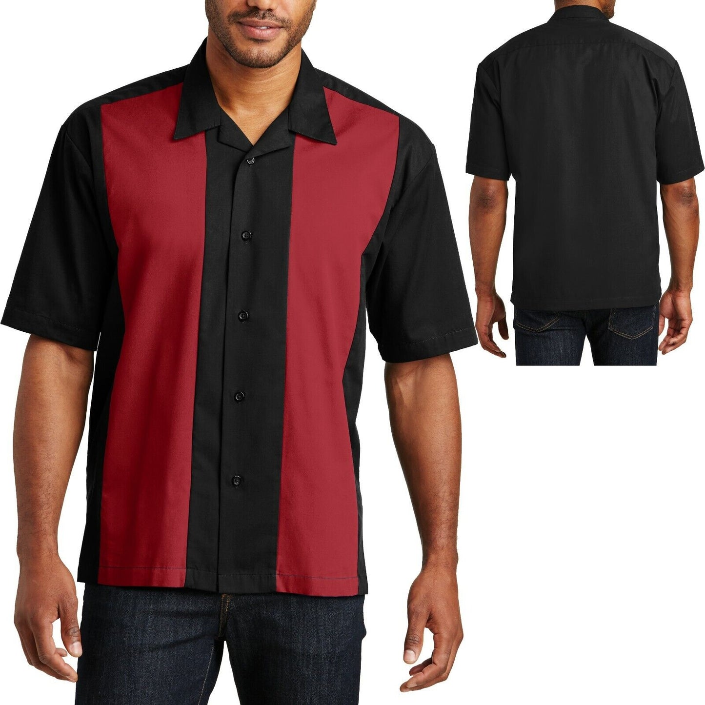 Mens Camp Shirt Casual Colorblock Tropical Bowling Two Tone S M L XL 2XL 3XL 4XL