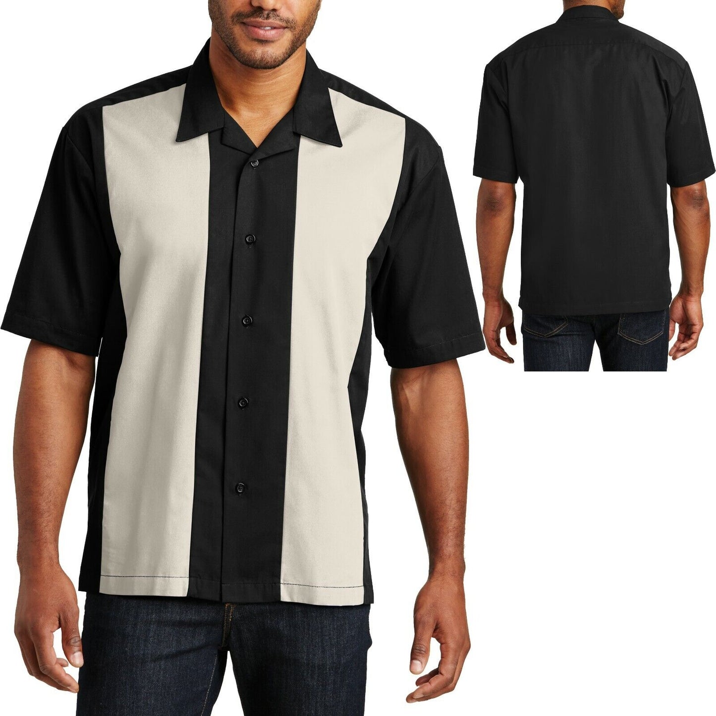 Mens Camp Shirt Casual Colorblock Tropical Bowling Two Tone S M L XL 2XL 3XL 4XL