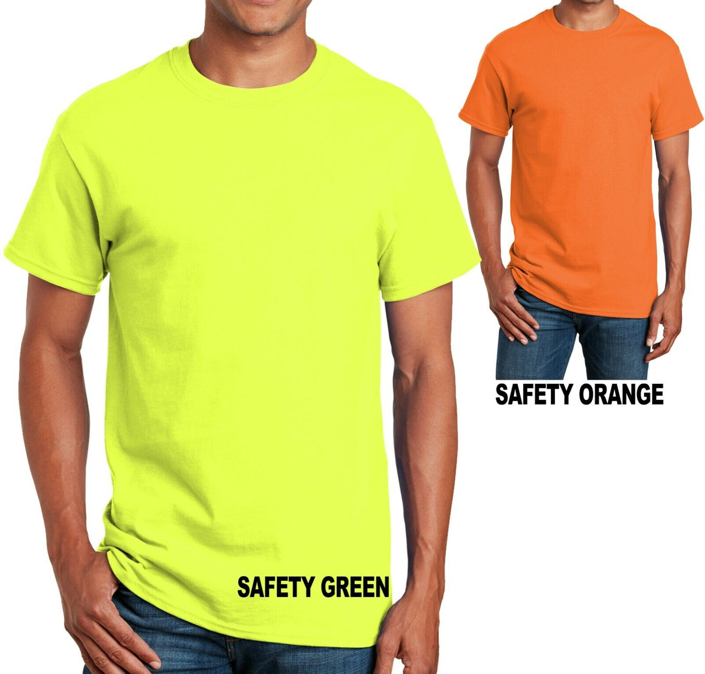 Mens T-Shirt Safety Green Orange S-5XL Gildan Cotton Blend HIGH VISIBILITY NEW
