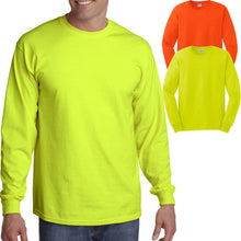 Load image into Gallery viewer, Mens Long Sleeve T-Shirt Gildan Safety Green Orange ANSI High Vis Sizes S-5XL