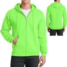 Load image into Gallery viewer, Mens Full Zip Hooded Sweatshirt NEON GREEN Hoodie Hoody Sizes S-4XL Cotton/Poly