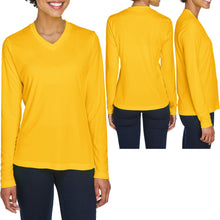Load image into Gallery viewer, Ladies Long Sleeve T-Shirt Moisture Wicking V-Neck Base Layer Womens XS-XL 2X 3X