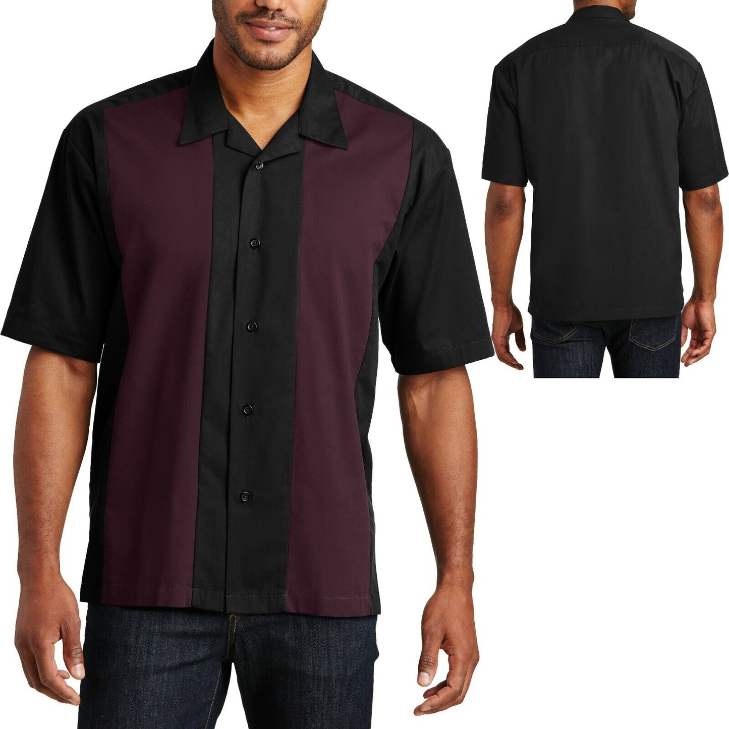 Mens Camp Shirt Casual Colorblock Tropical Bowling Two Tone S M L XL 2XL 3XL 4XL