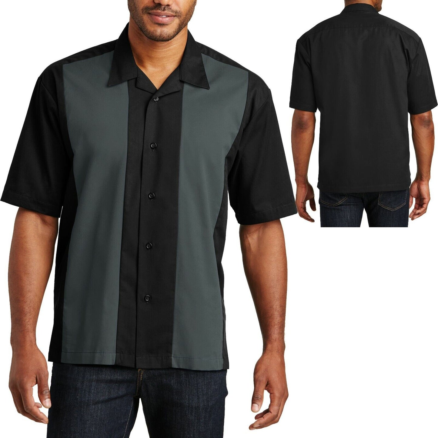 Mens Camp Shirt Casual Colorblock Tropical Bowling Two Tone S M L XL 2XL 3XL 4XL