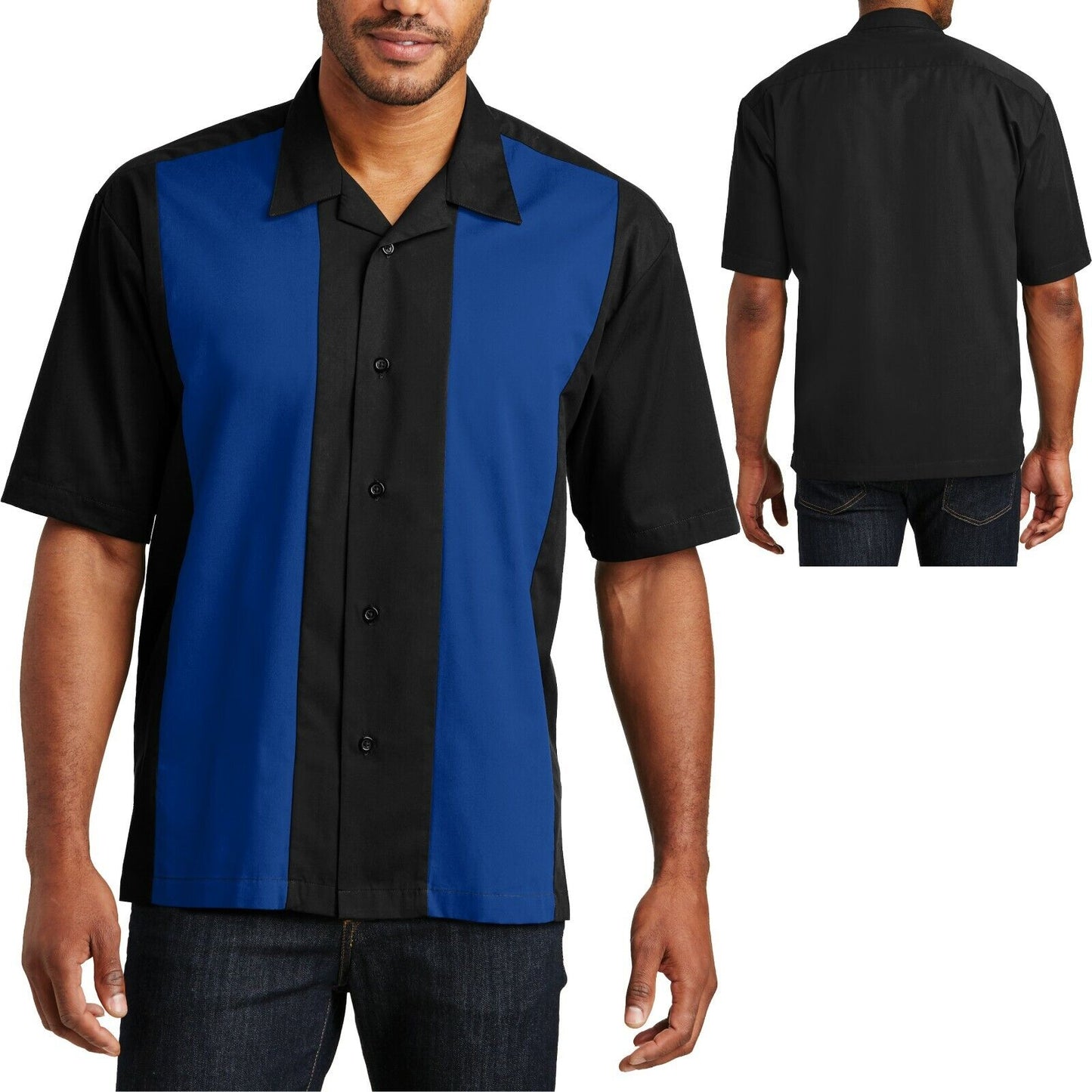 Mens Camp Shirt Casual Colorblock Tropical Bowling Two Tone S M L XL 2XL 3XL 4XL
