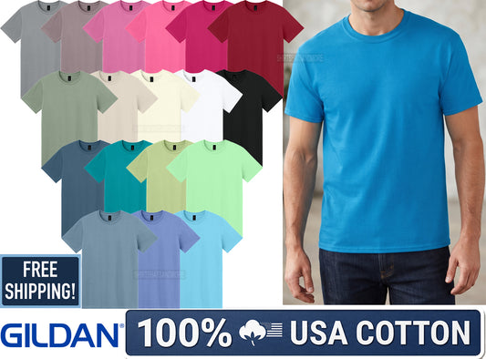 Gildan Men's Lightweight Tee 100% USA Cotton T-Shirt Soft Breathable XS-5XL NEW!