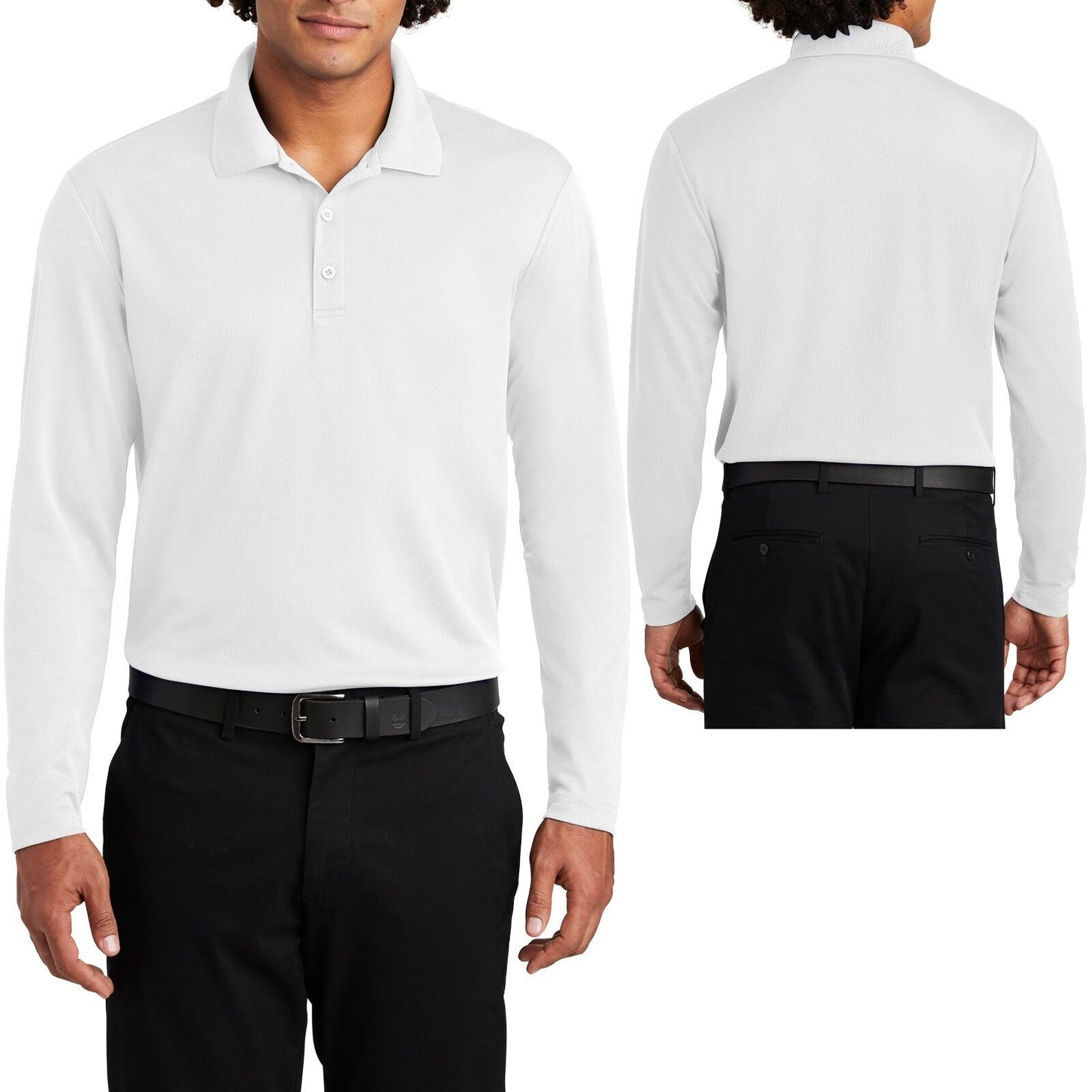 Mens Micro Mesh Long Sleeve Polo Shirt Moisture Wick Perfomance XS-XL 2X 3X 4X