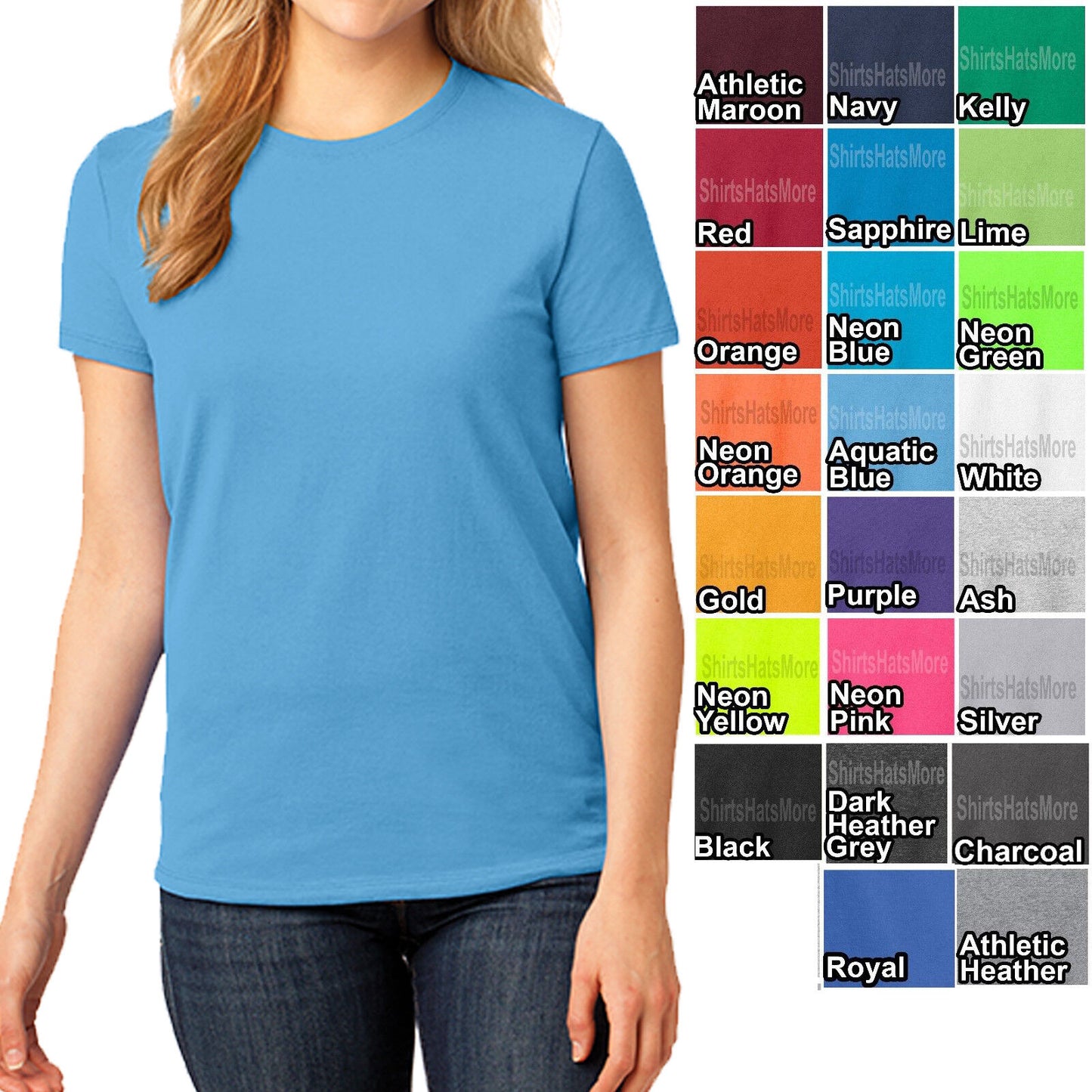 Womens Plain Basic Crew Neck T-Shirt Ladies Feminine Fit Top Plus Size 2X 3X 4X