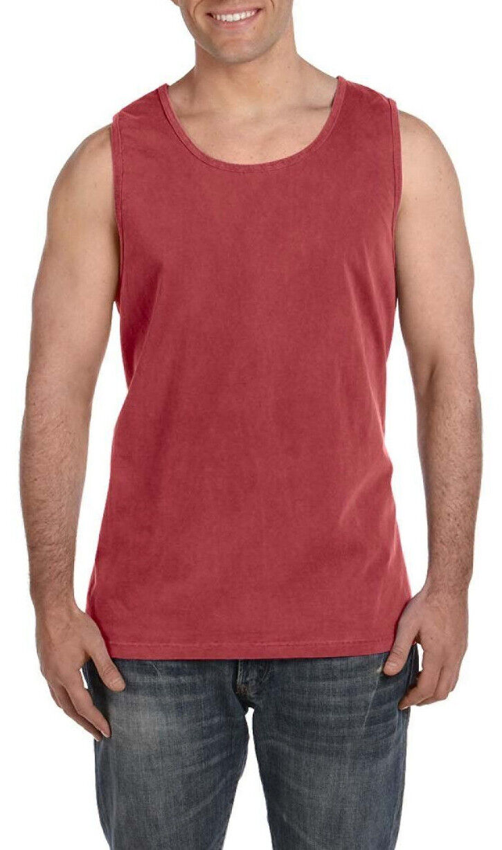 Mens Heavyweight 100% Soft Cotton Tank Top Sleeveless Tee Garment Washed XS-3XL