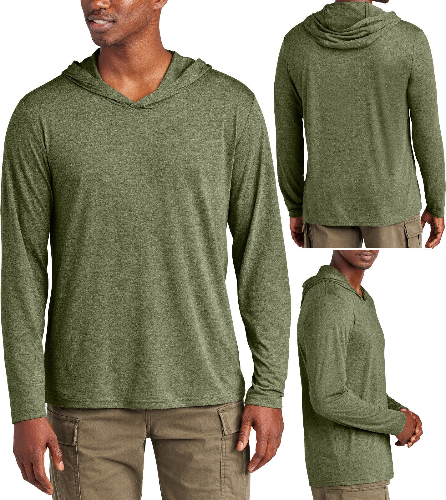 Mens Lightweight Hoodie T-Shirt Long Sleeve Hoody Soft Blended Hooded Tee S- 4XL