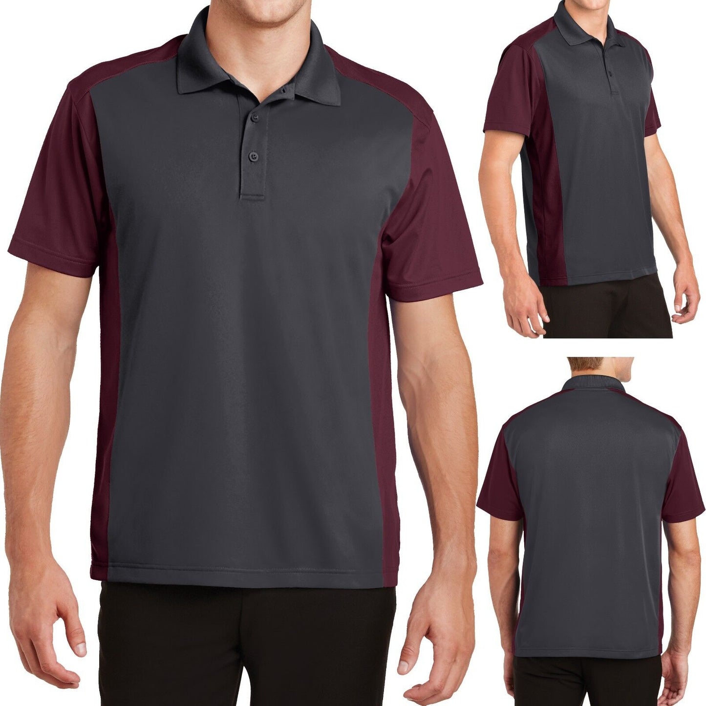 MENS Two Tone Polo Shirt Moisture Wicking Dri Fit Sport-Wick XS-XL 2X 3X 4X NEW