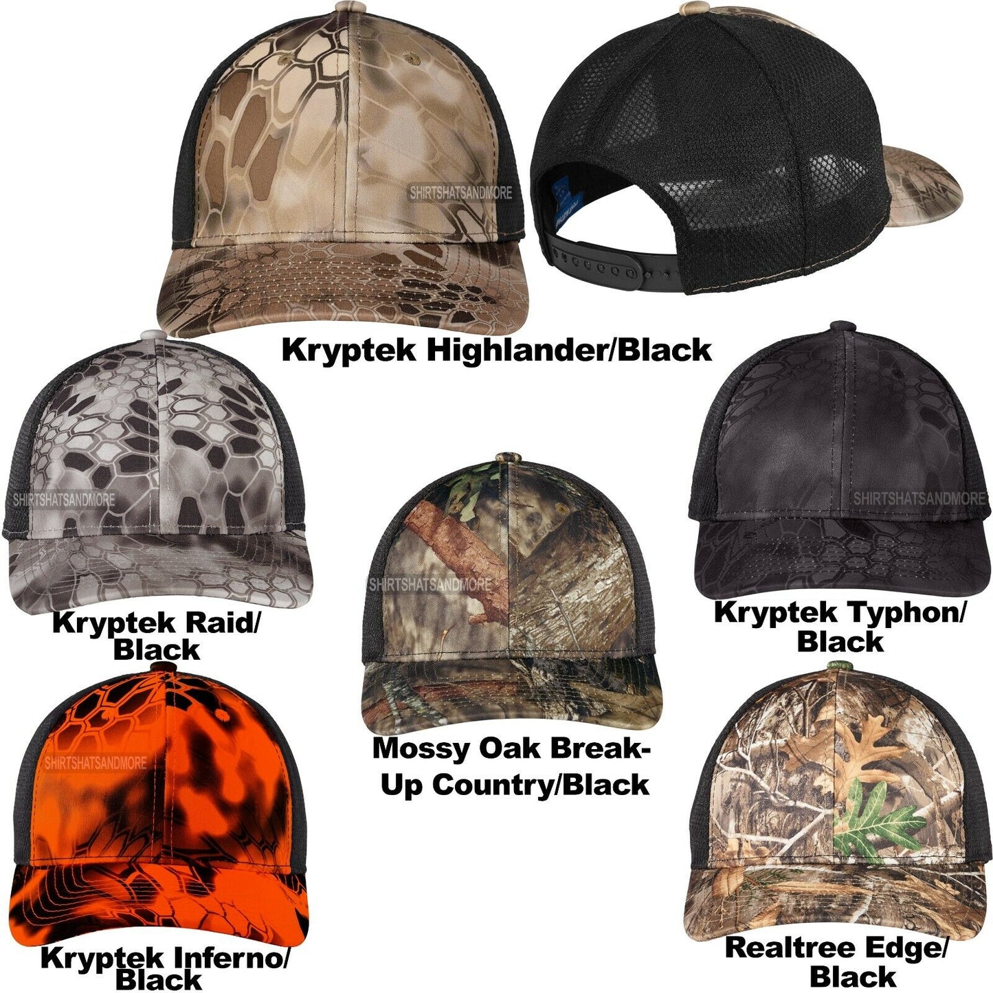 Moisture Wicking Baseball Camo Cap Mesh Back Mossy Oak Kryptek Realtree Hunting