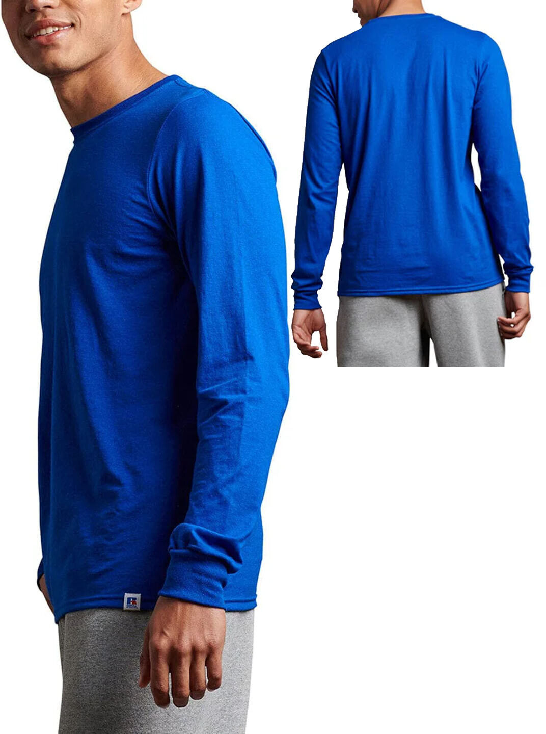 Russell Mens Dri Fit Moisture Wicking Long Sleeve T-Shirt Odor Protect UPF30 Tee