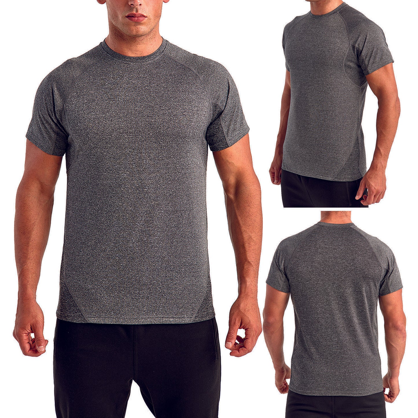 Mens Panelled UPF 40+ Moisture Wicking T-Shirt Dry Fit Work Out Exercise Tee NEW