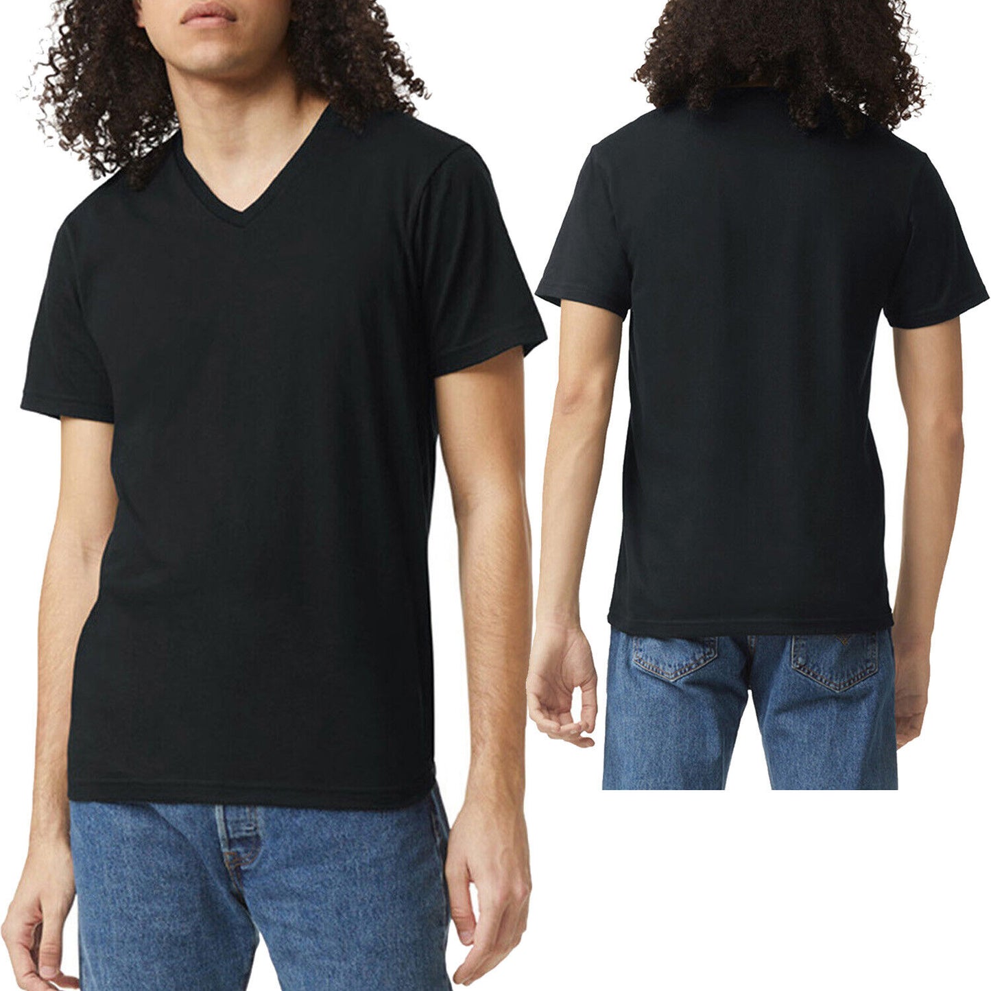 Mens American Apparel V-Neck Heather Tee Super Soft Cotton Blended T-Shirt S-3XL