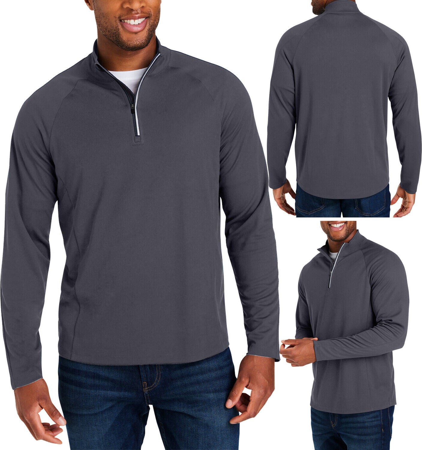 Mens 1/4 Zip Moisture Wicking Pique Pullover UV Protection Antimicrobial S-5XL