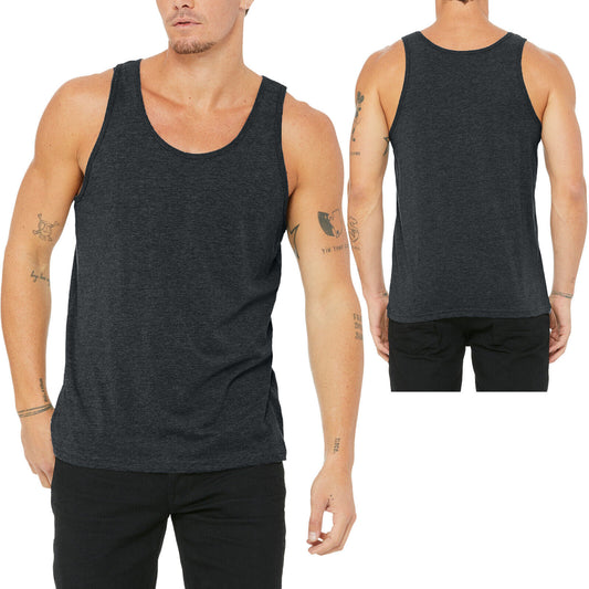 Mens Heathered Soft Ringspun Cotton Blend Jersey Tank Top Sleeveless Tee XS-2XL