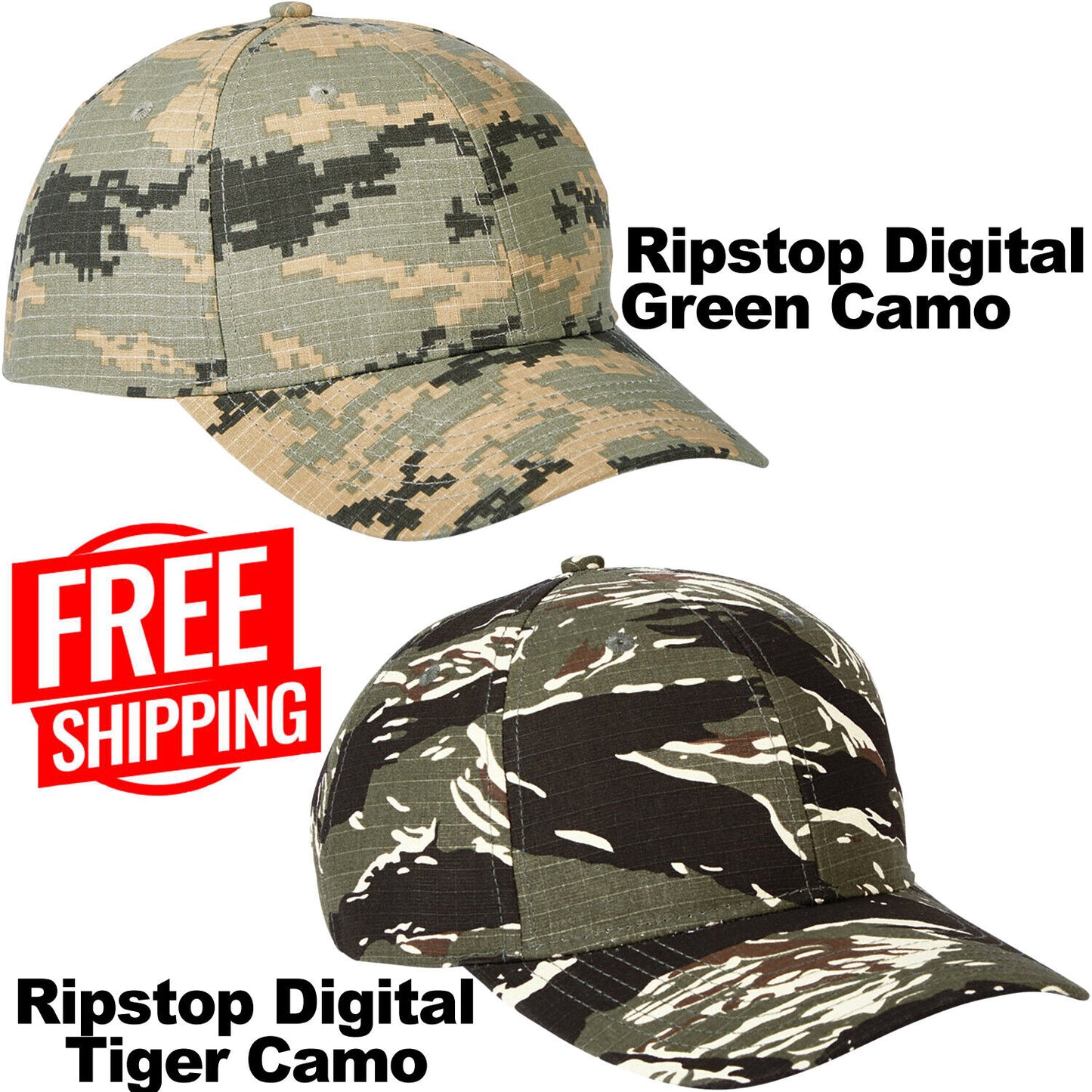 Adult Camo Hat Structured Adjustable 6 Panel Baseball Cap NEW