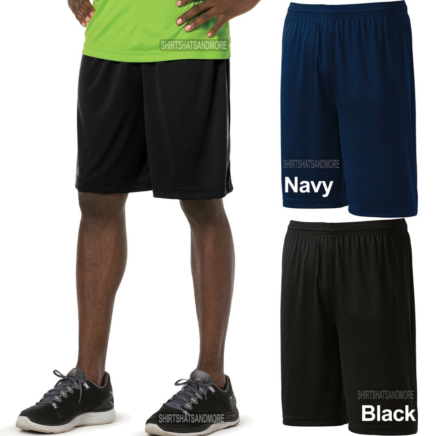 Big Mens Moisture Wicking Shorts NO POCKETS 9 Inch Inseam XL, 2XL, 3XL, 4XL NEW