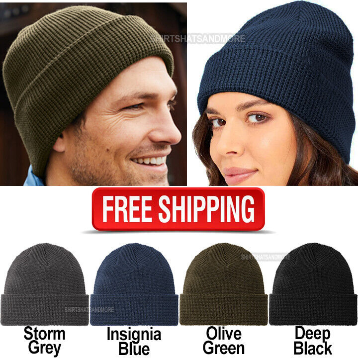 Women Men Thermal Waffle Knit Cuffed Beanie Winter Warm Fashionable Headwear NEW