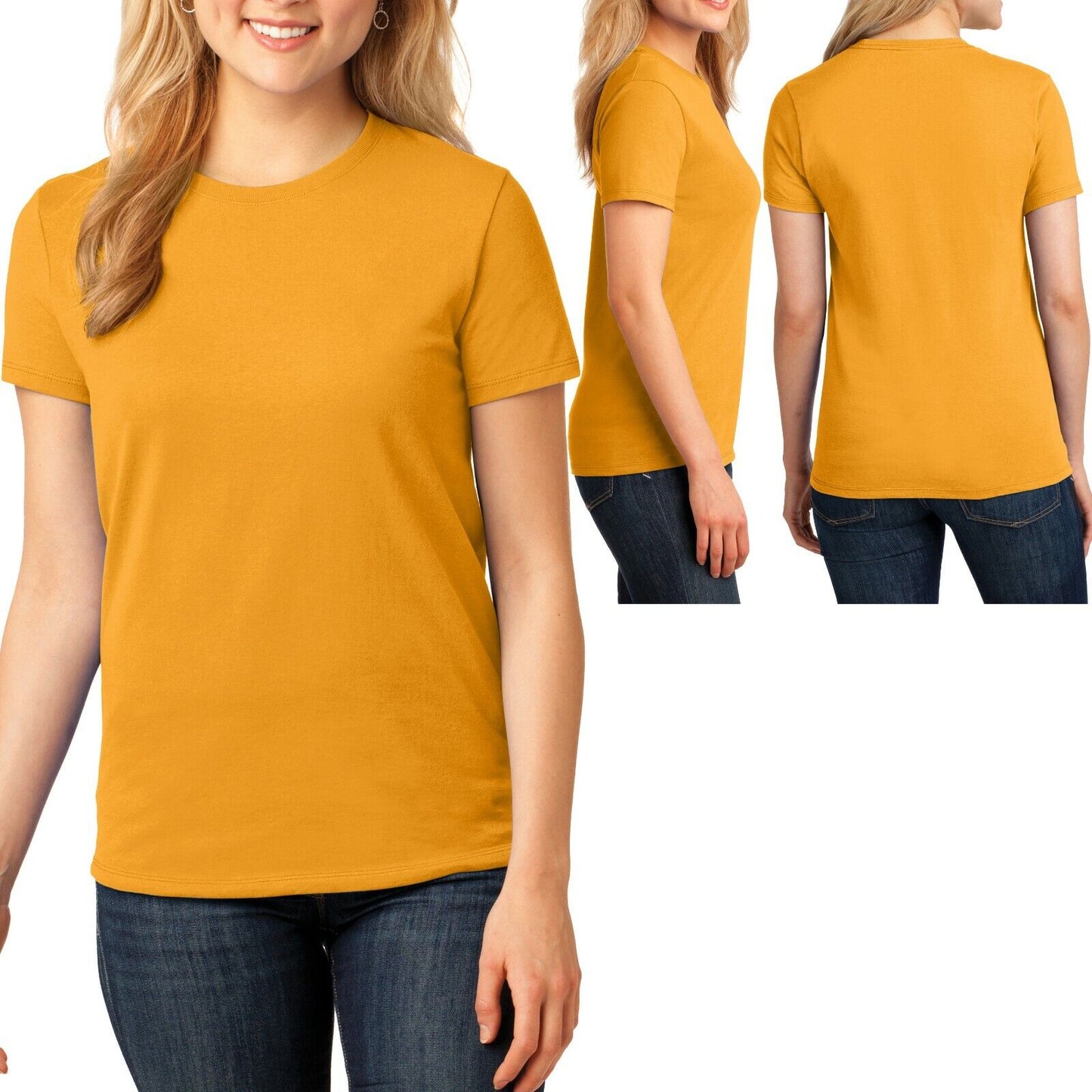 Womens Plain Basic Crew Neck T-Shirt Ladies Feminine Fit Top Plus Size 2X 3X 4X