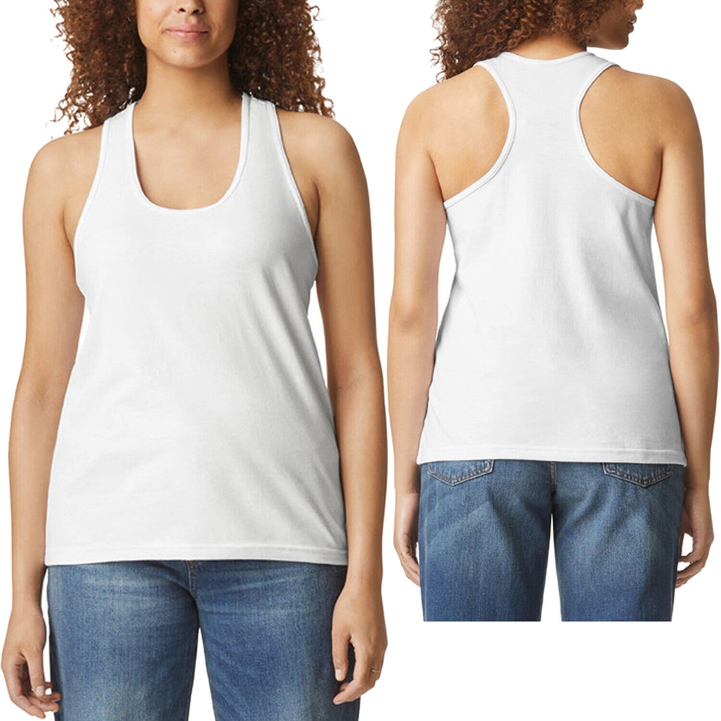 Ladies Plus Size Gildan Soft Blend Tank Top Womens Sleeveless Racerback Tee NEW!