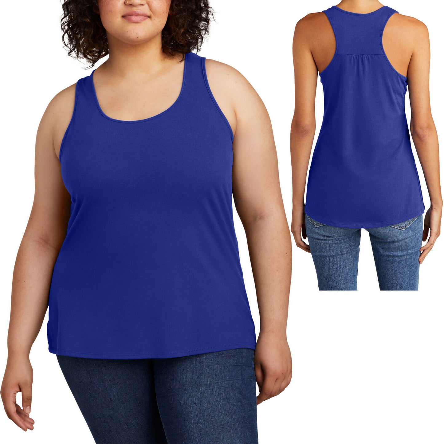 Womens Plus Size 100% Cotton Racerback Tank Top Ladies Sleeveless Tee XL-4XL