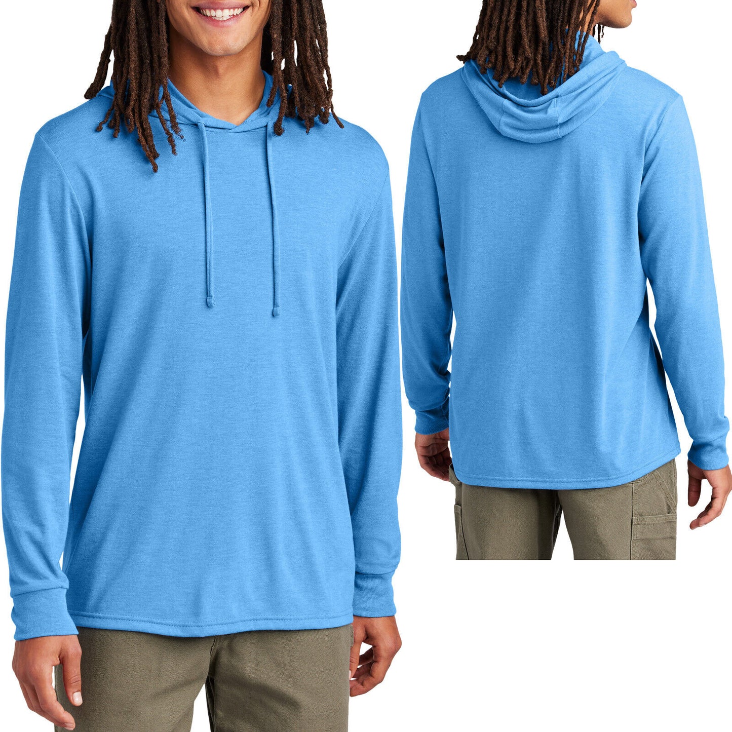 Mens Tri-Blend Hoodie T-Shirt Super Soft Sustainably Made Long SleeveTee XS-4XL