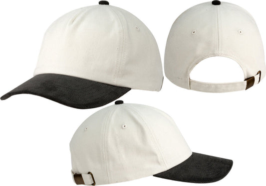 100% Cotton Two-Tone Corduroy Cap Baseball Hat Unstructured 5-Panel NEW!