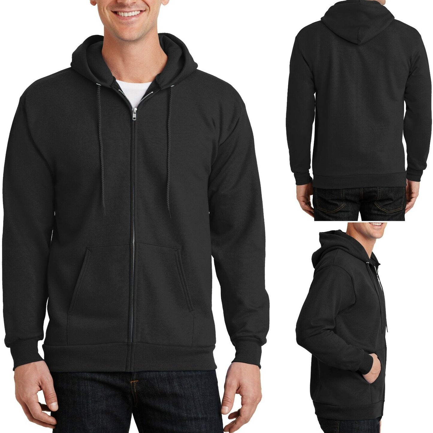 Mens TALL FULL ZIP Hoodie Hooded Sweatshirt LT XLT 2XLT 3XLT 4XLT