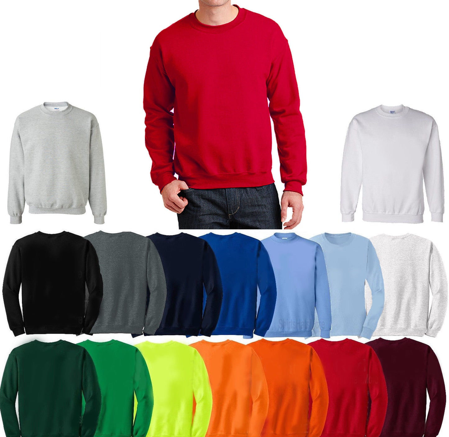 BIG MENS Crewneck Sweatshirt Gildan Warm Heavy Blend Pullover 2X, 3X,4X, 5X NEW