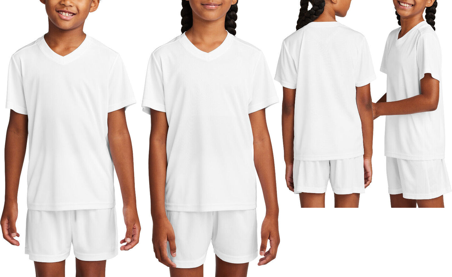 Kids V-Neck Moisture Wicking Color Block Team T-Shirt Youth Child UPF 30+ XS-XL