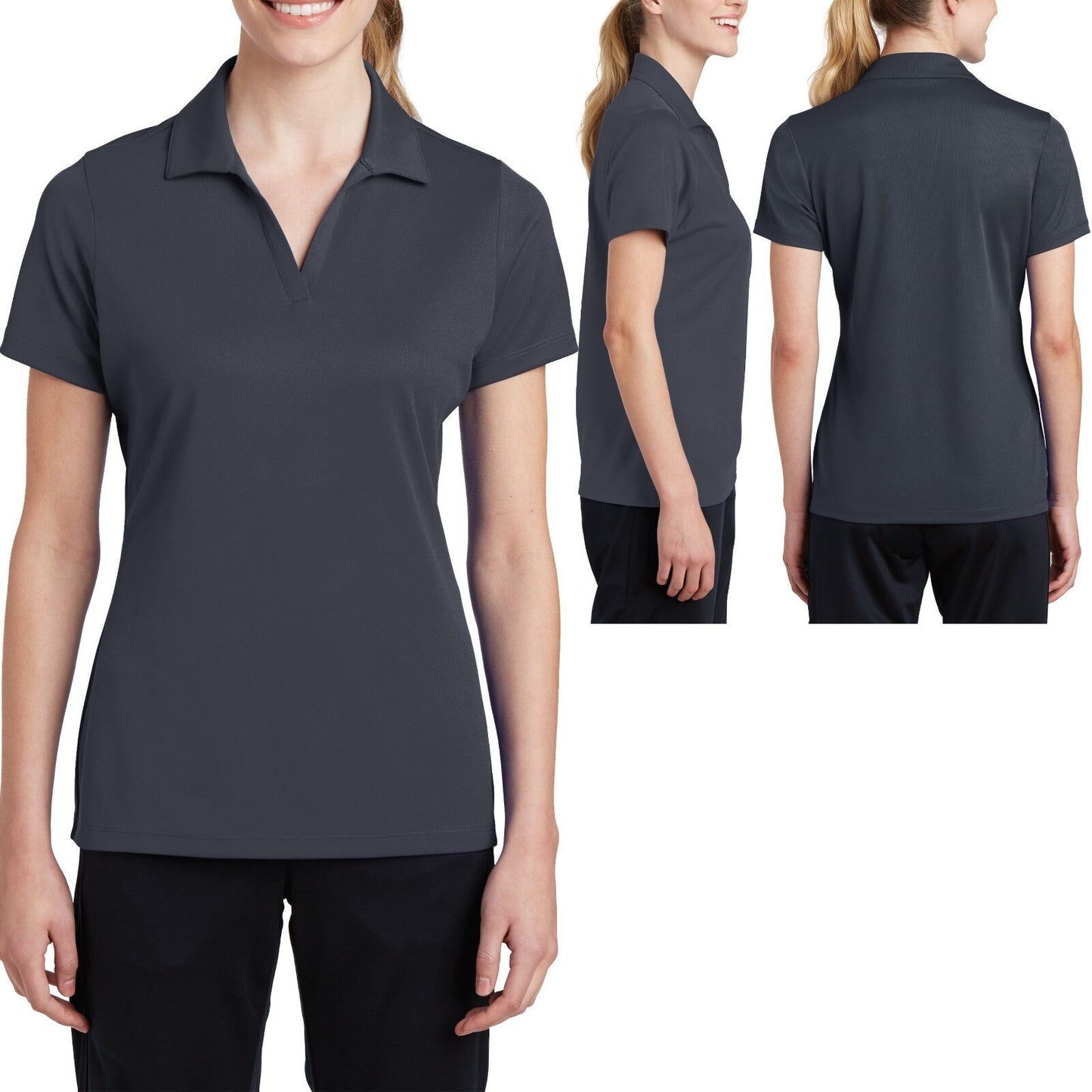 Ladies MICRO MESH Polo Shirt Moisture Wicking Dri Fit Tagless XS-XL 2XL 3XL 4XL