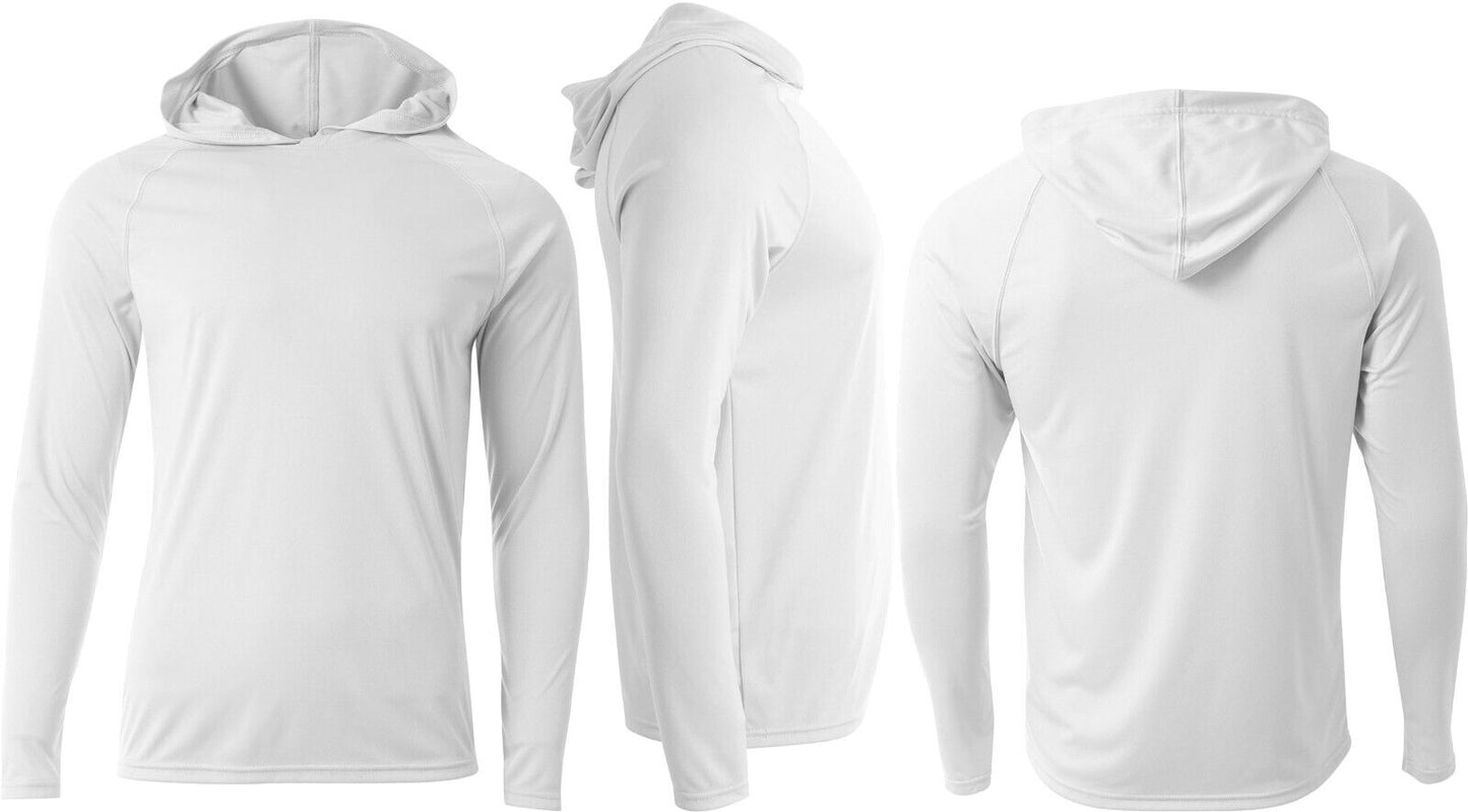 Mens Moisture Wicking Hoodie T-Shirt Stain & Odor Resist UPF 44 Cooling Tee S-3X