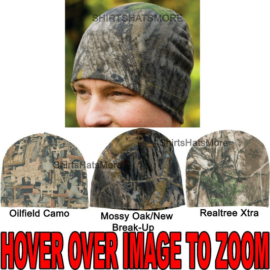 POLAR FLEECE Camo BEANIE Mossy,Realtree,Oilfield Hunting Skull Cap Hat Unisex