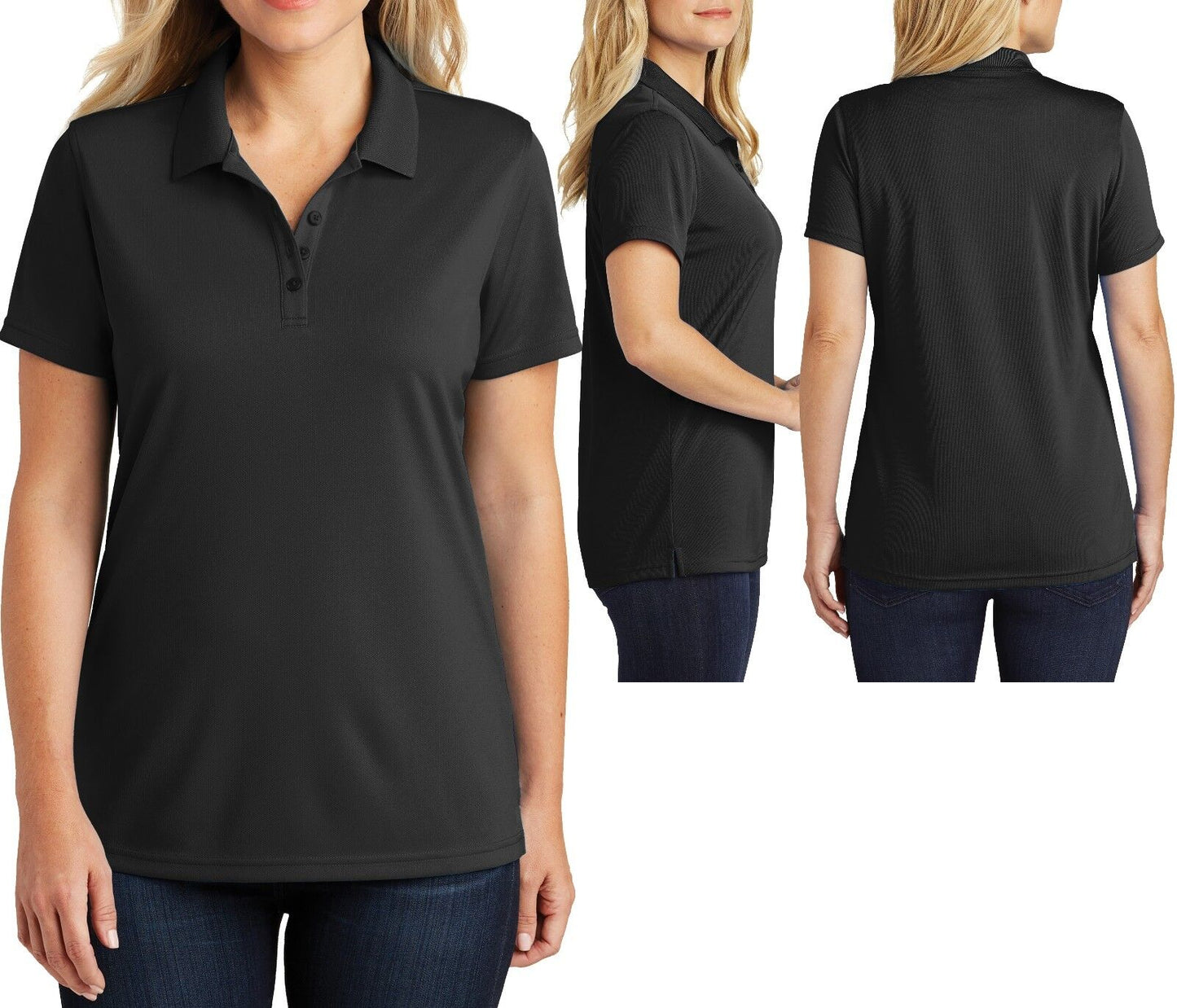 Ladies Plus Size UV30 Polo Shirt Moisture Wick Mini Mesh Womens Top XL 2X 3X 4X