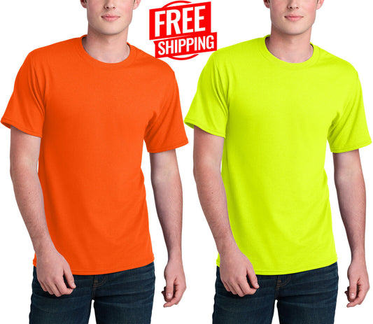 Mens Safety Green & Safety Orange Sustainably Made Tee Blended Soft T-Shirt S-4X