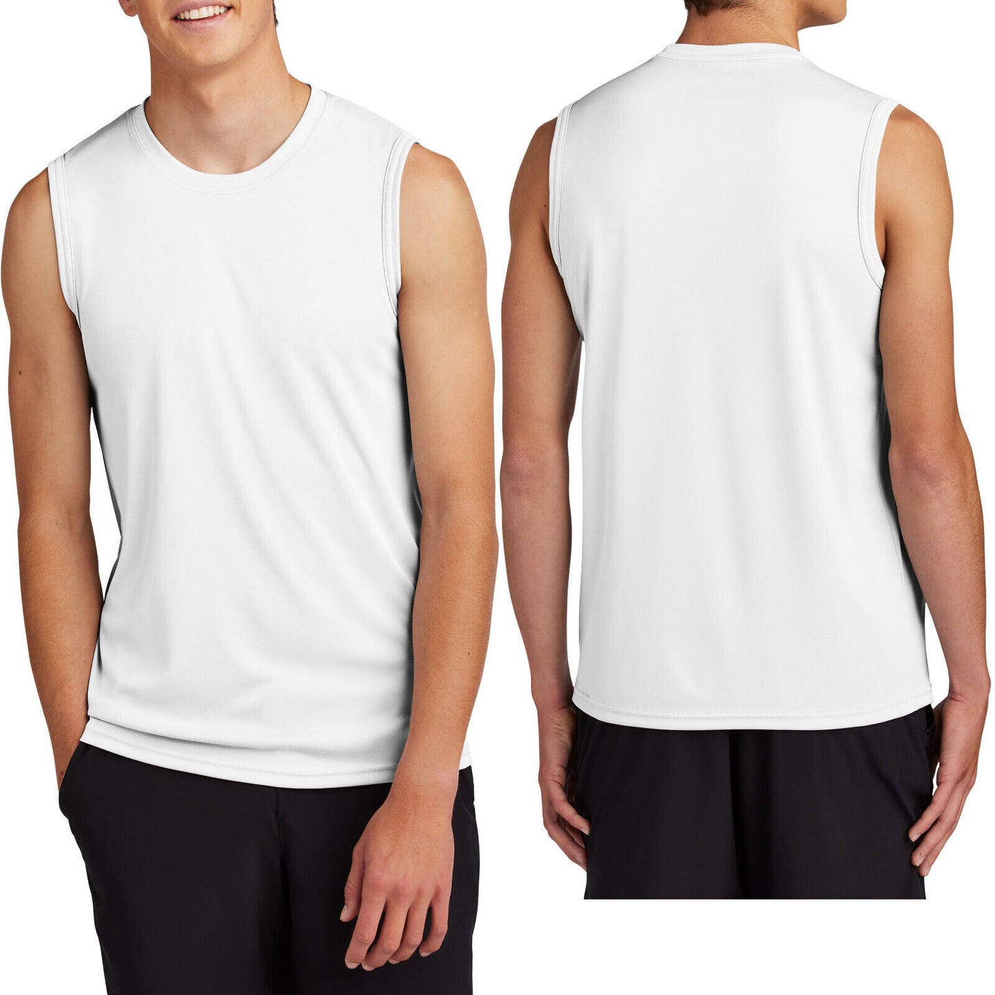 Mens Sleeveless Muscle T-Shirt Shooter Tank DriFit Moisture Wick UPF50 Tee S-4XL