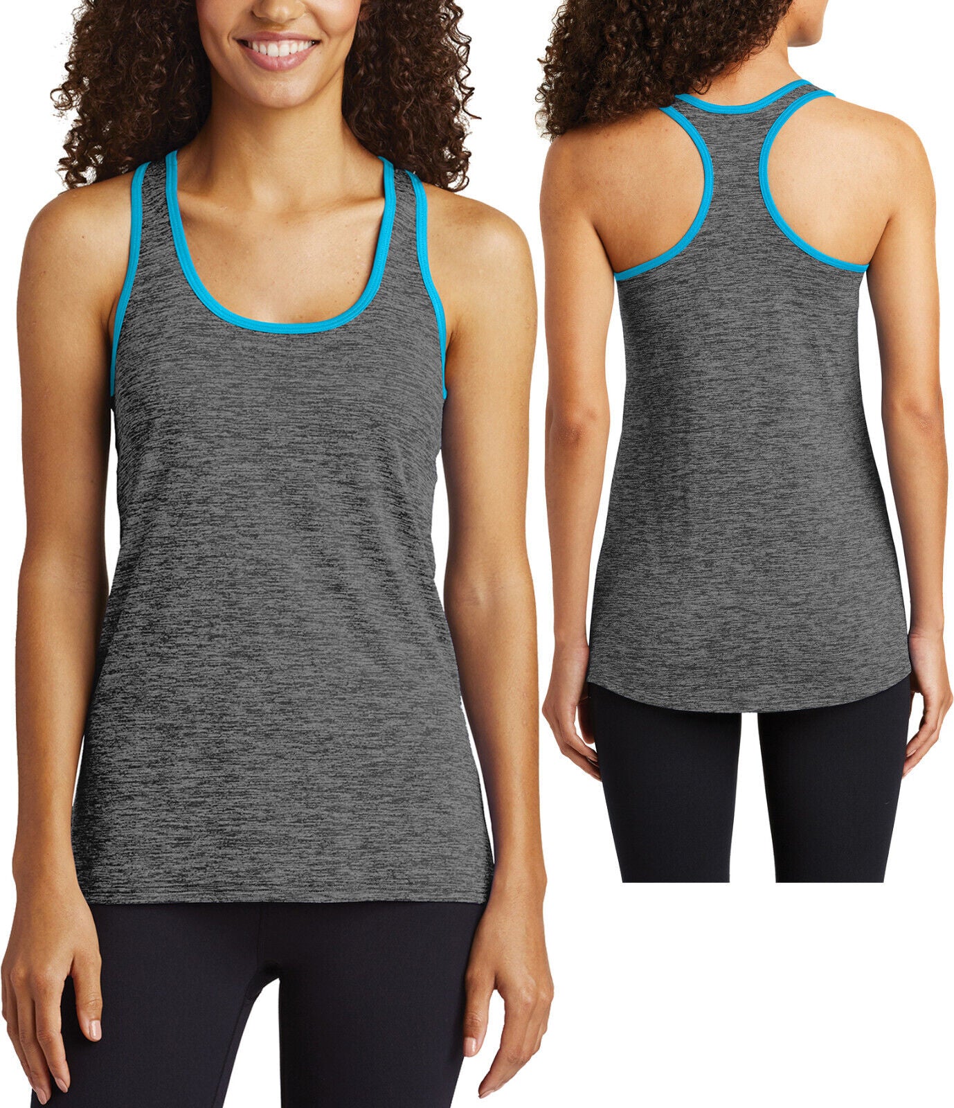 Womens Electric Heather Moisture Wicking Racerback Tank Top Ladies XS-4XL NEW!