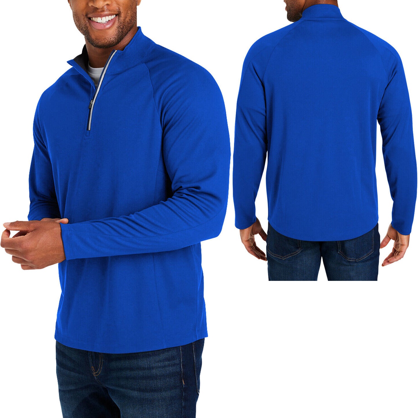 Mens 1/4 Zip Moisture Wicking Pique Pullover UV Protection Antimicrobial S-5XL