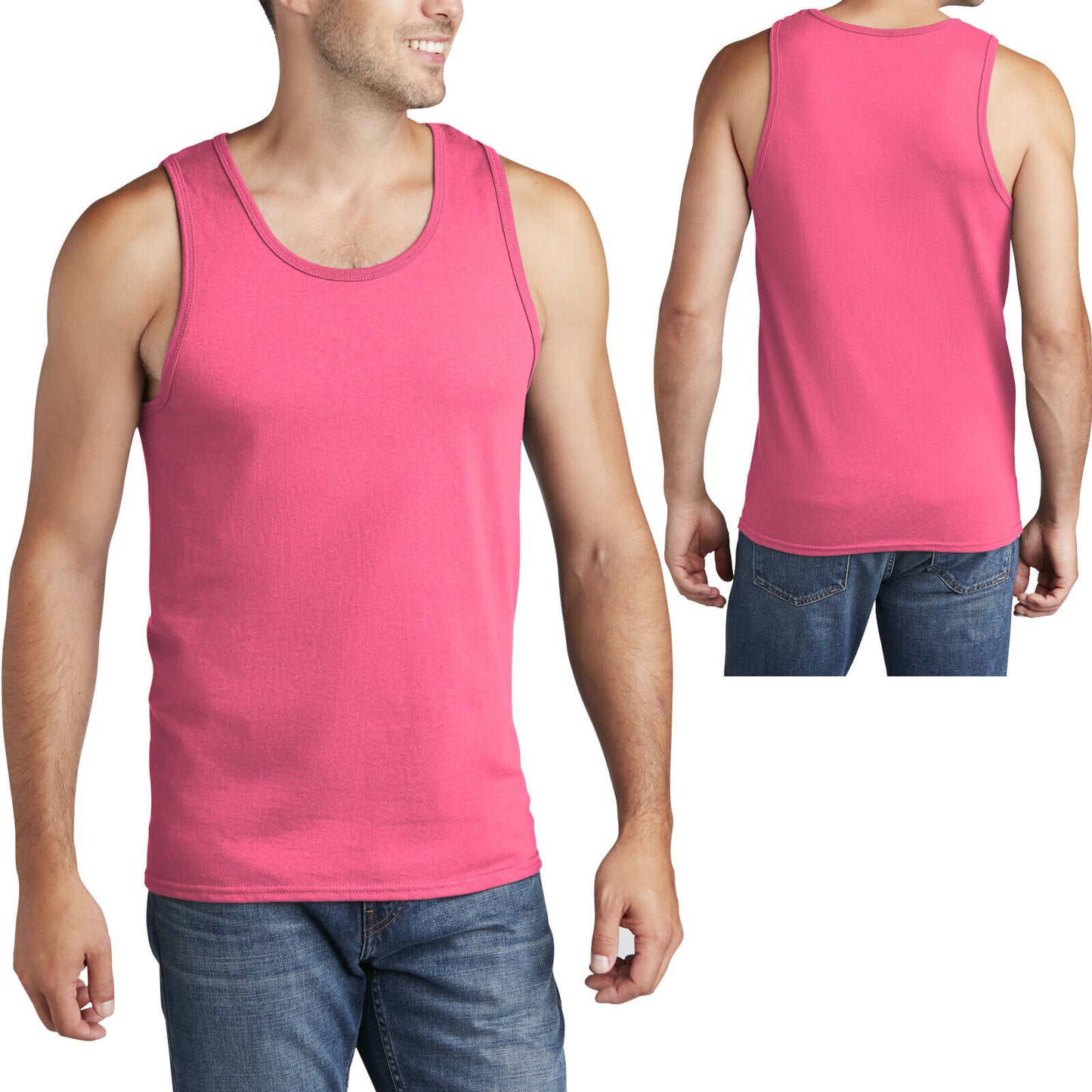 Mens Solid Tank Top 100% Preshrunk Cotton Includes NEONS S M L XL, 2XL, 3XL, 4XL