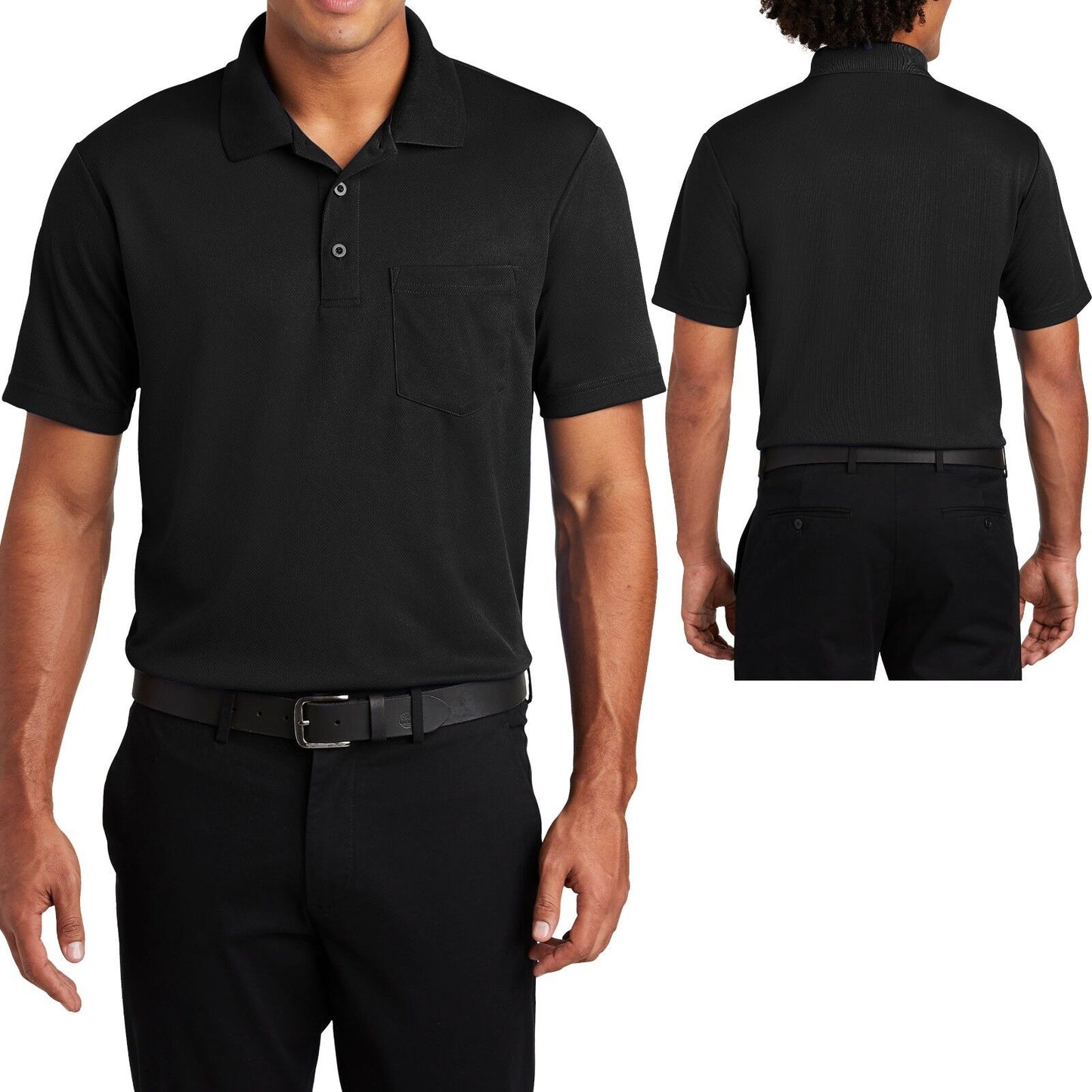 Mens Moisture Wicking Pocket Polo Shirt Micro Mesh Performance XS-XL 2X, 3X, 4X