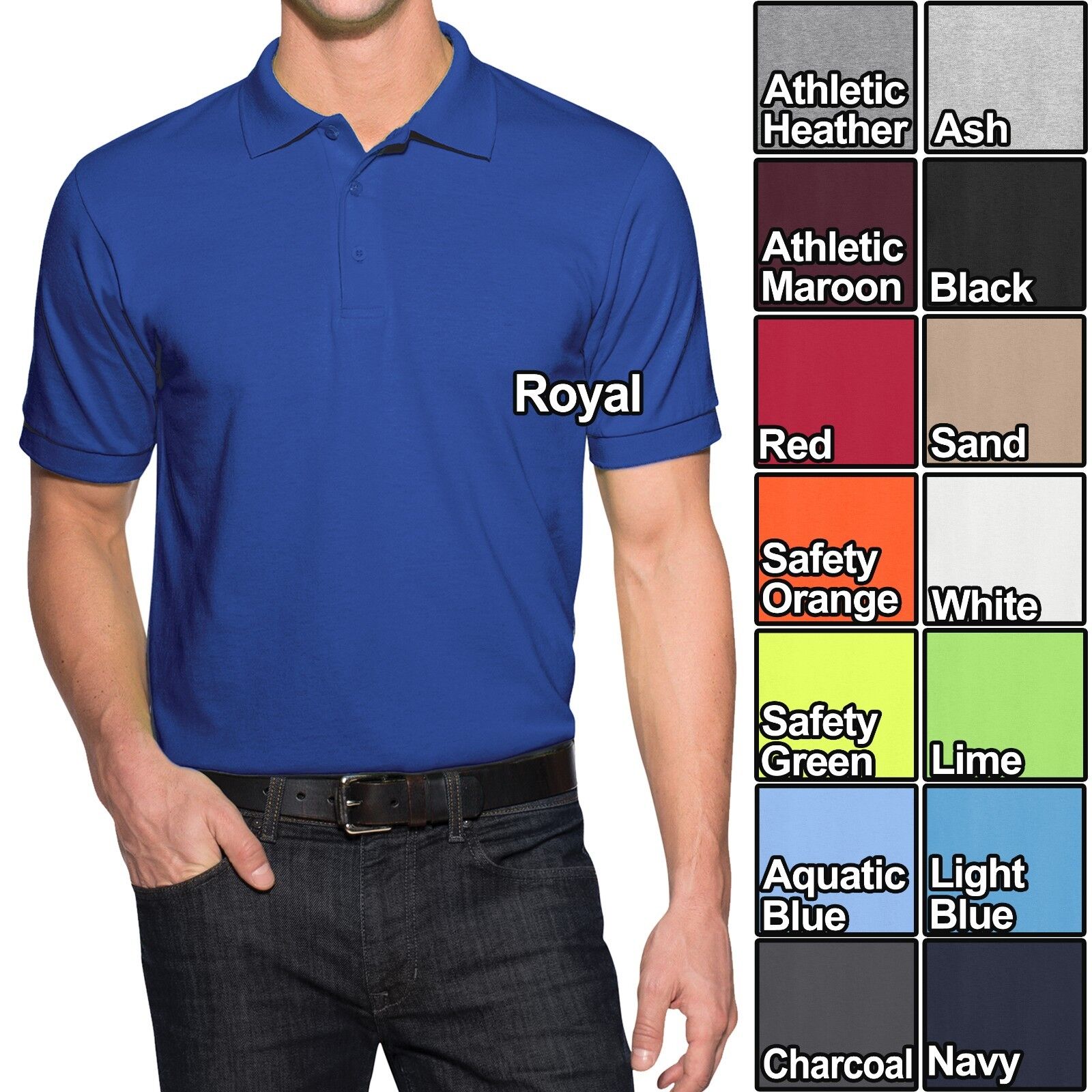 Big Mens Polo Shirt 50 50 Cotton Poly Blend Jersey Knit XL 2XL 3XL 4XL Shirts Hats and More