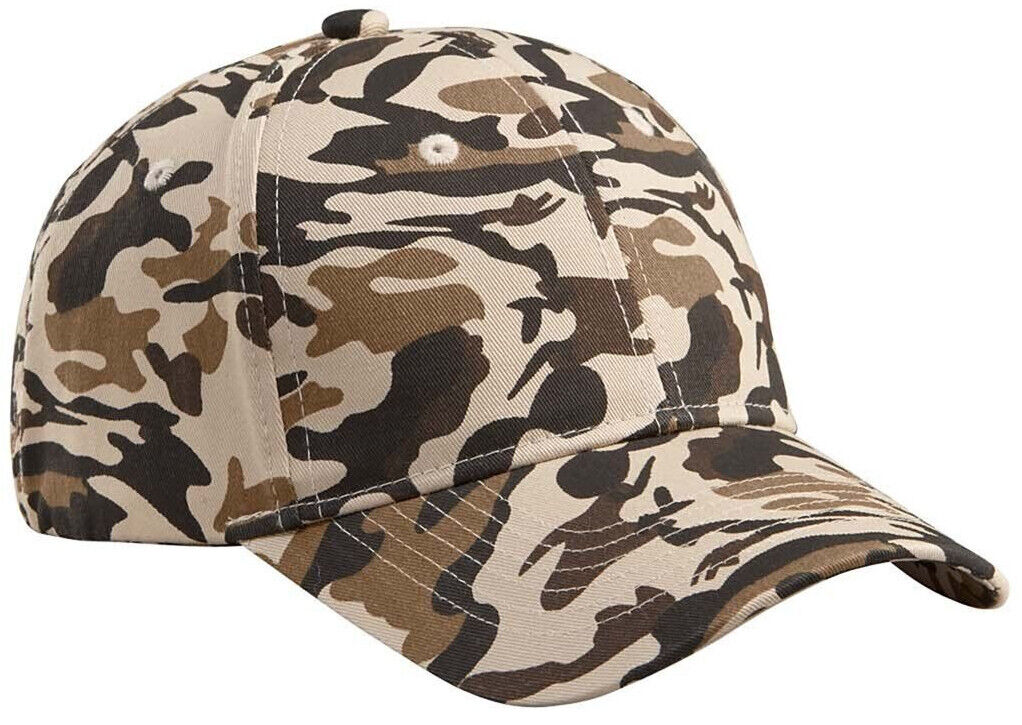 Adult Camo Hat Structured Adjustable 6 Panel Baseball Cap NEW