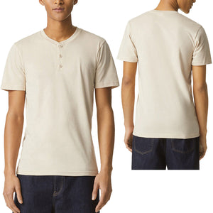 American Apparel Mens Short Sleeve Henley T-Shirt Super Soft Blended Tee S-2XL