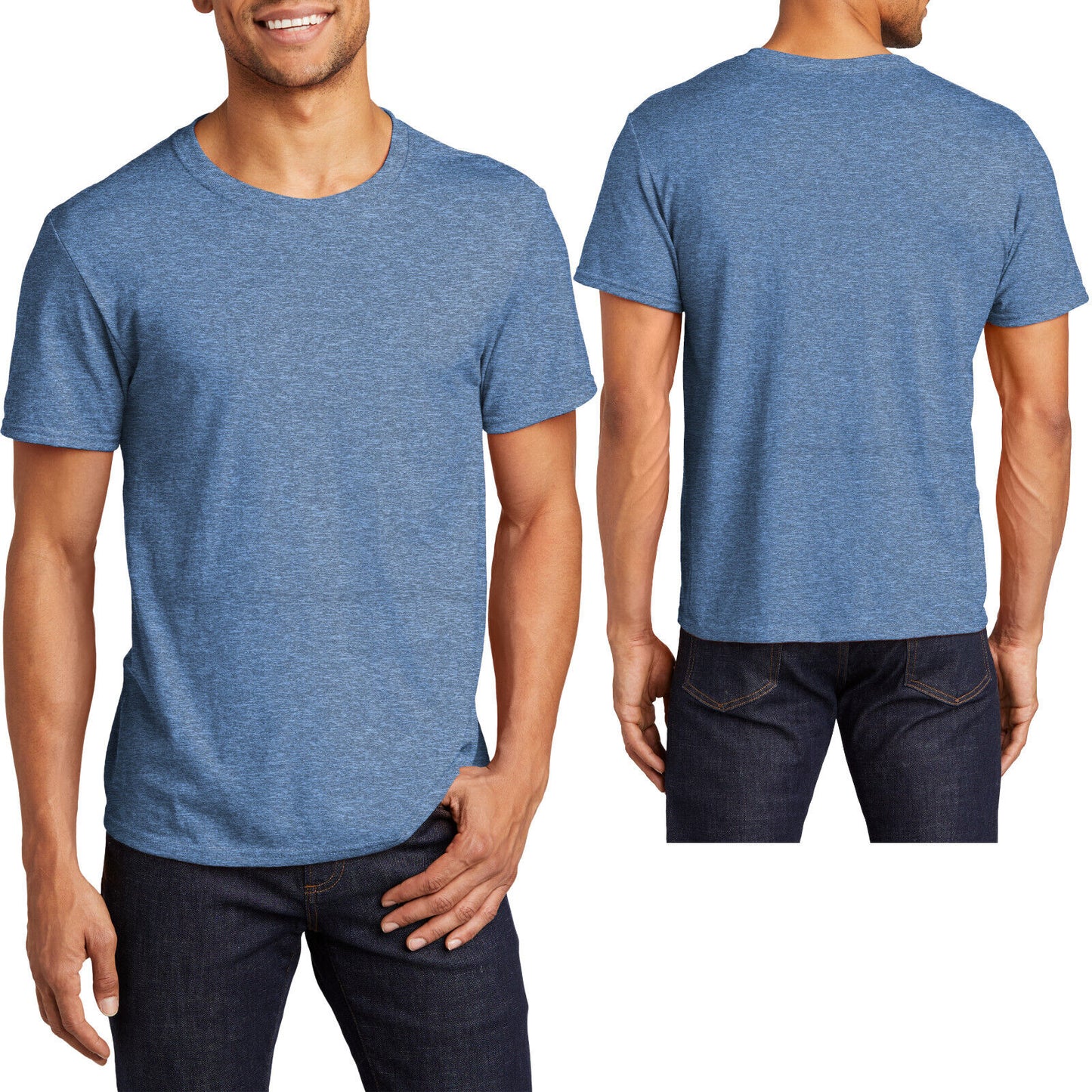 Mens Jerzees Premium Soft Ringspun Cotton/Poly Blend Tee Wicking Heather T-Shirt