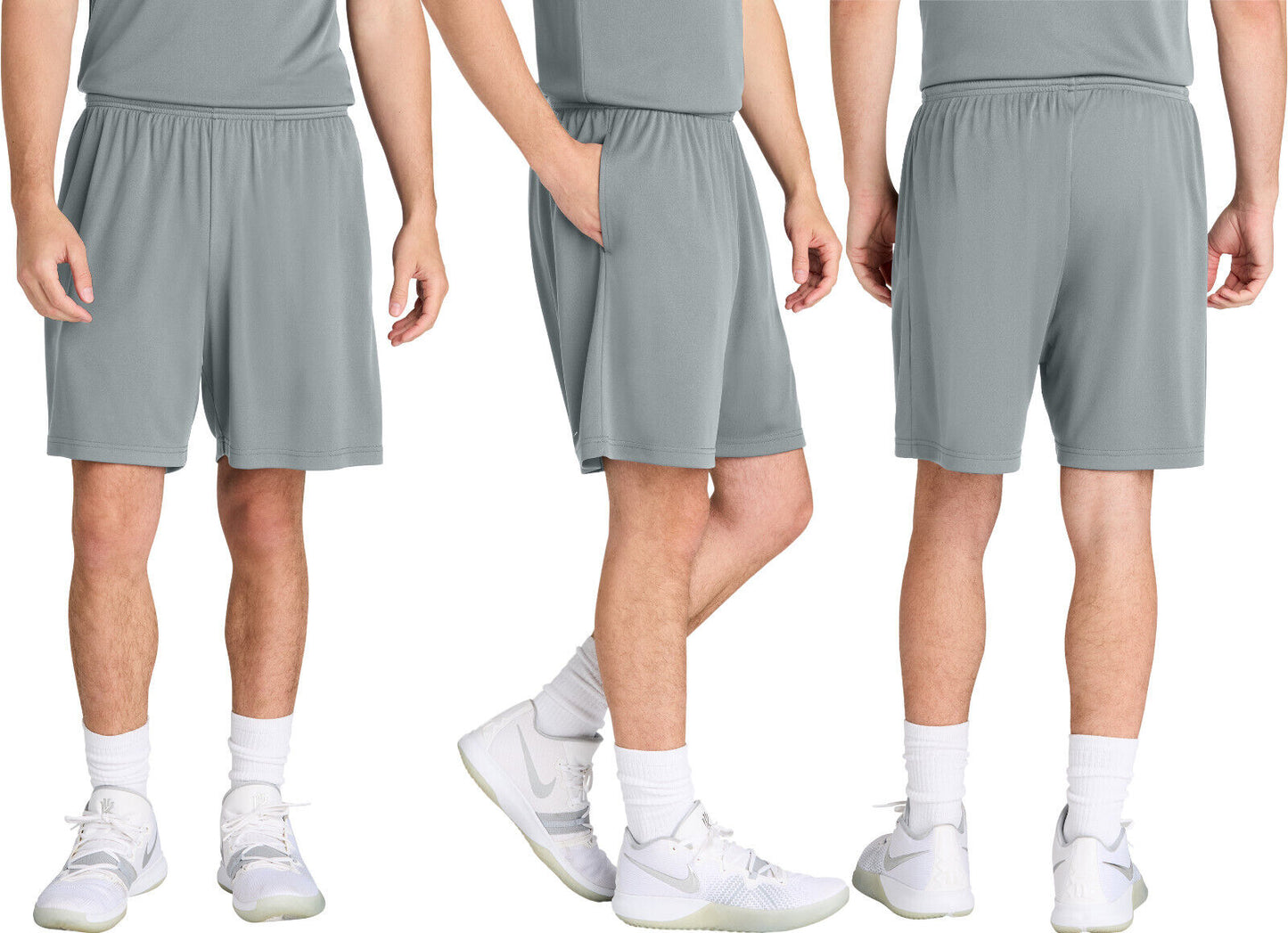Mens Moisture Wicking 7 Inch Inseam Pocketed Shorts Elastic Waistband XS-4XL NEW
