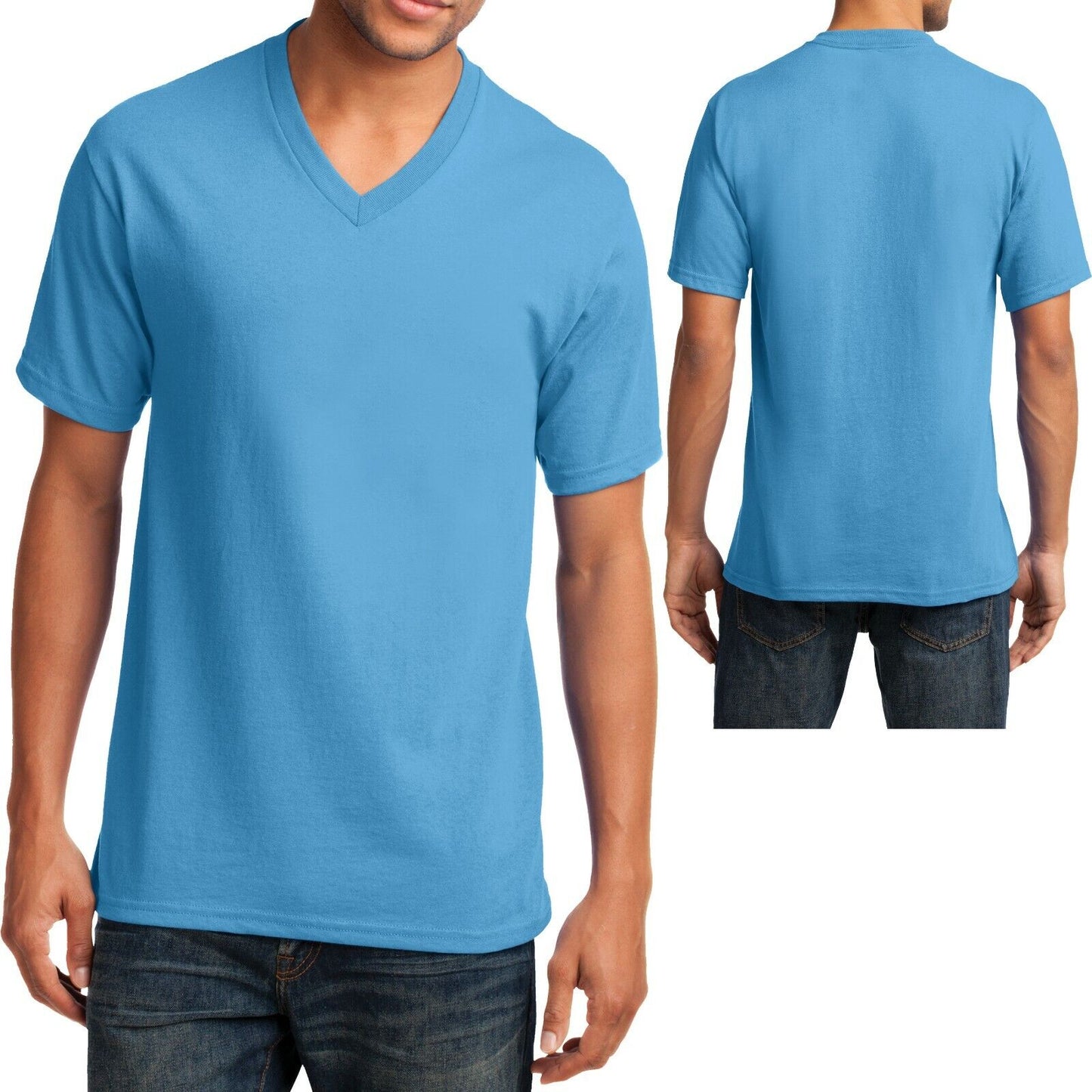 Mens V-Neck T-Shirt Cotton Blend Including NEONS Sizes S M L XL 2XL 3XL 4XL NEW