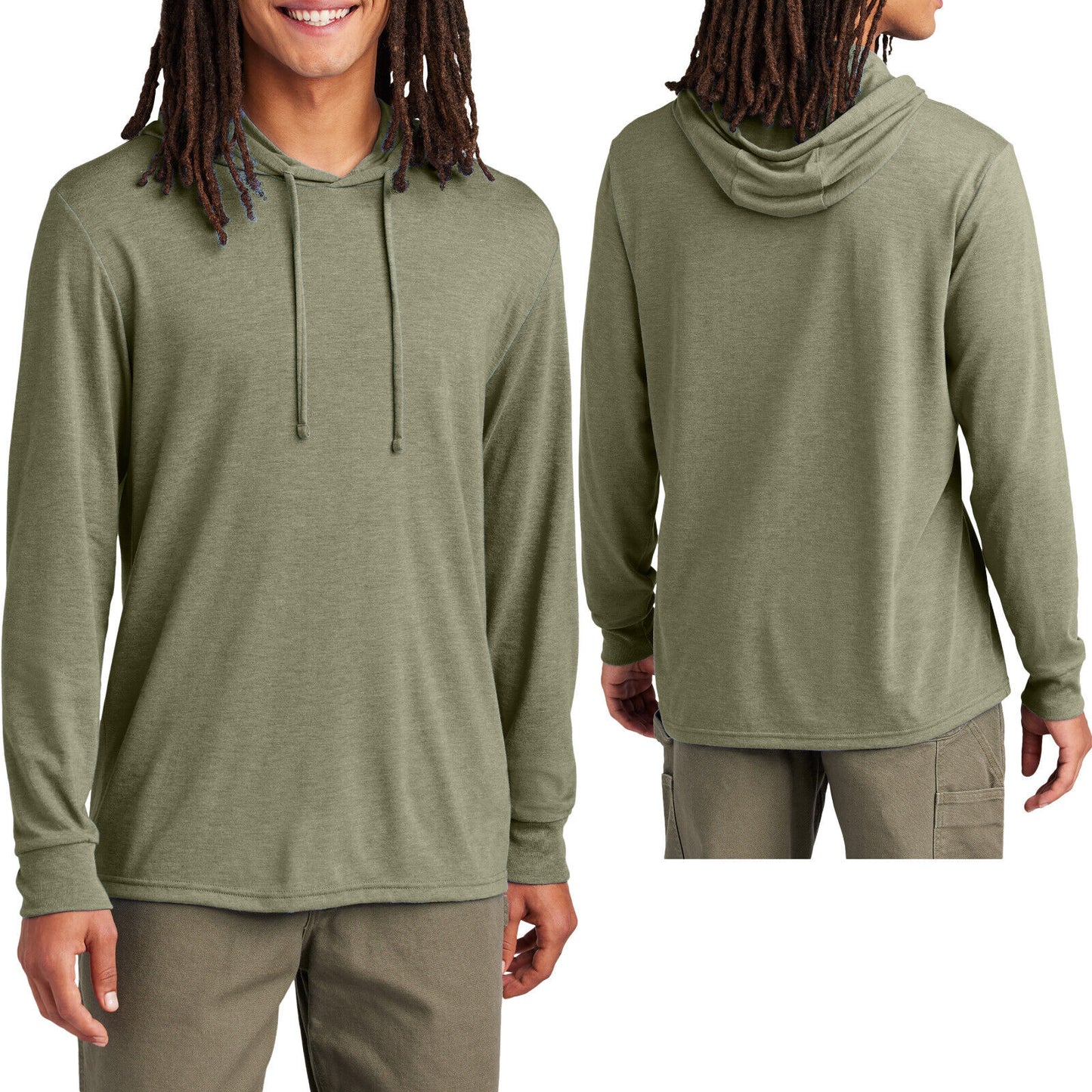 Mens Tri-Blend Hoodie T-Shirt Super Soft Sustainably Made Long SleeveTee XS-4XL