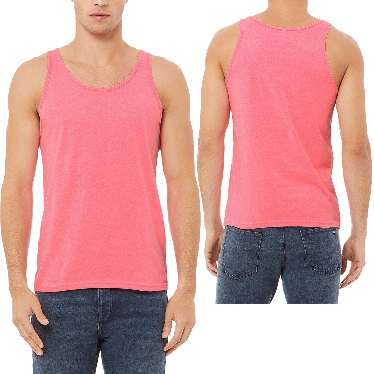 Mens NEON Soft Ringspun Cotton Blend Jersey Tank Top Sleeveless Tee XS-2XL NEW!